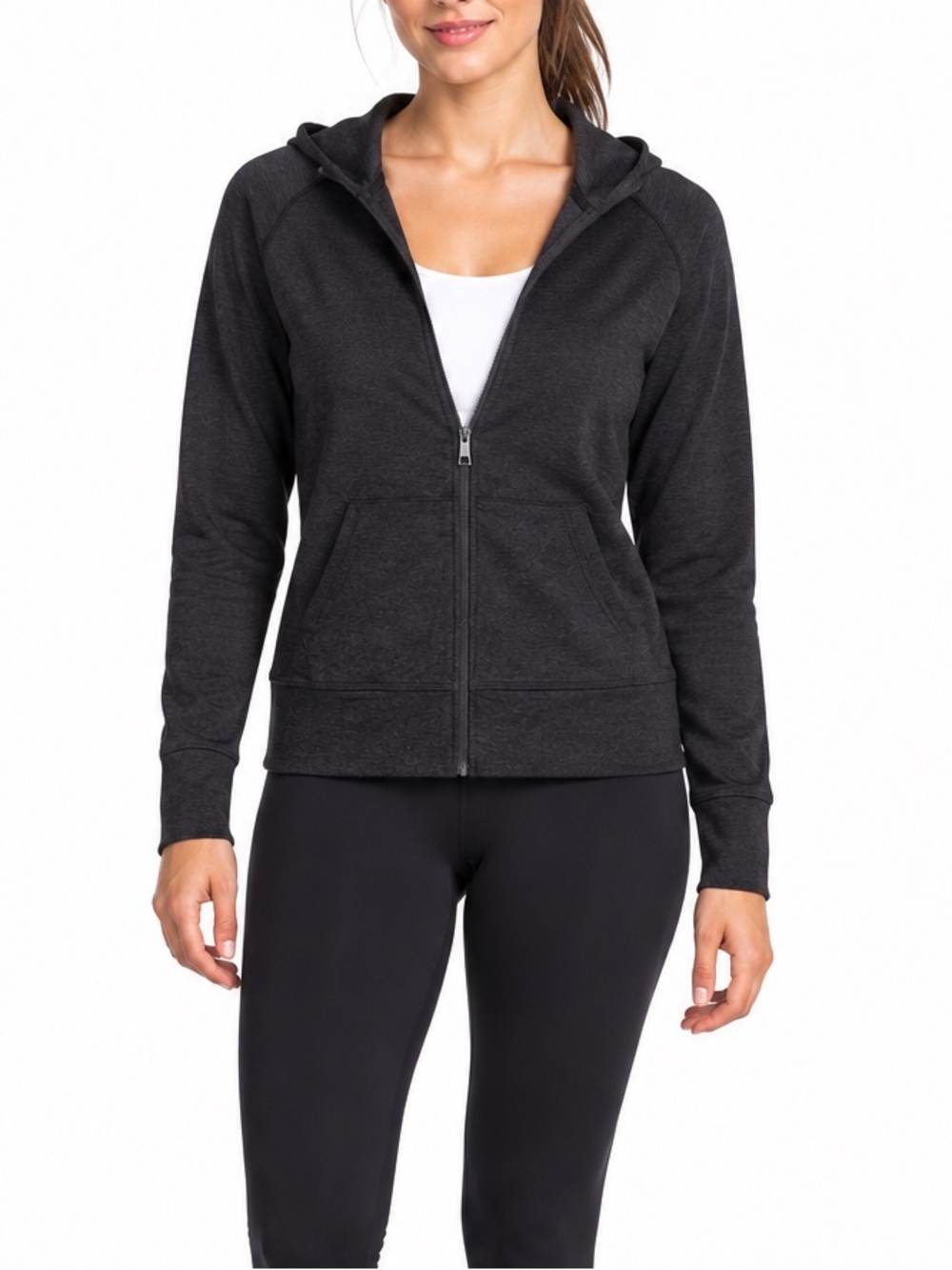 Beyond Yoga XS Black Heather Full Zip Hoodie Jacket Athleisure Activewear